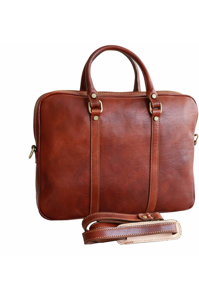 Geanta dama laptop, geanta office, piele naturala, coniac, gentidebarbati.ro, S142A