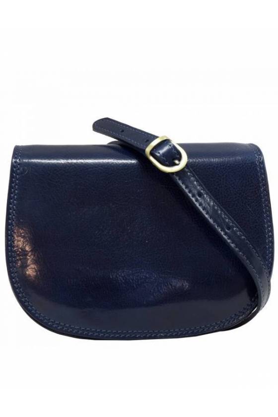 Geanta tip postas din piele naturala vachetta, bleumarin, util land fashion, GD103E