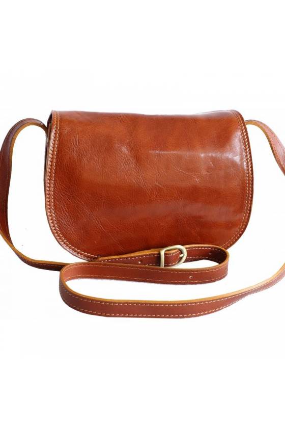 Geanta tip postas din piele naturala vachetta, miere, util land fashion, GD103C