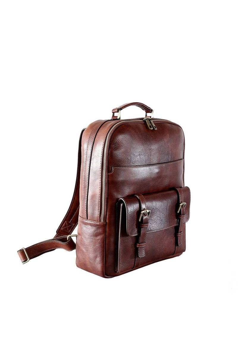 Rucsac barbati pentru laptop din piele naturala, coniac, util land fashion, R126A