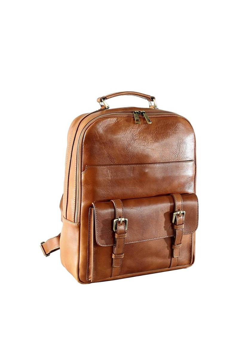 Rucsac barbati pentru laptop din piele naturala, miere, util land fashion, R126C