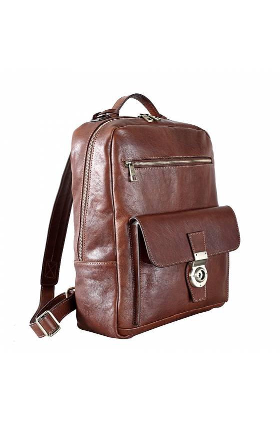 Rucsac barbati pentru laptop din piele naturala, coniac, util land fashion, R127A