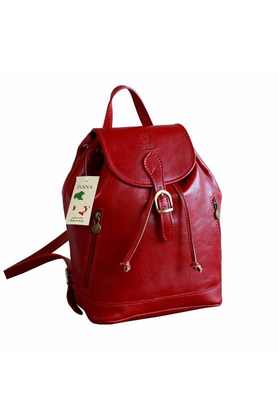 Rucsac din piele naturala vachetta, rosu, util land fashion, R110D