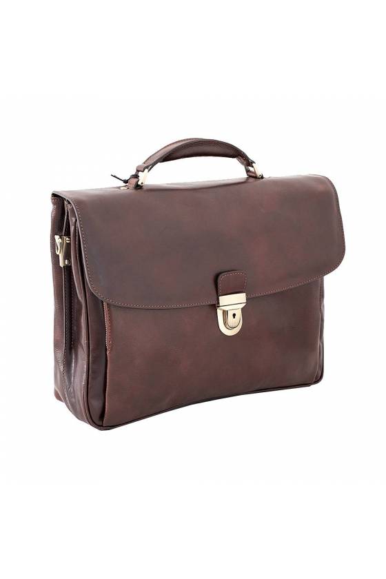 Servieta dama pentru  laptop din piele naturala vachetta, maro, util land fashion, DS163B