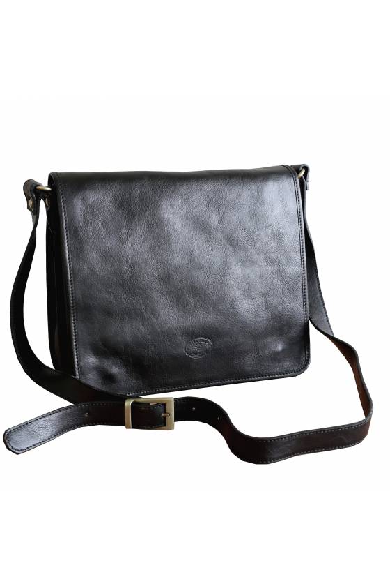 Geanta de umar, messenger din piele naturala vachetta, neagra, util land fashion, GD107