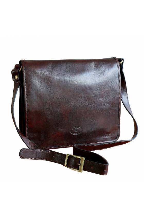 Geanta de umar, messenger din piele naturala vachetta, maro, util land fashion, GD107B