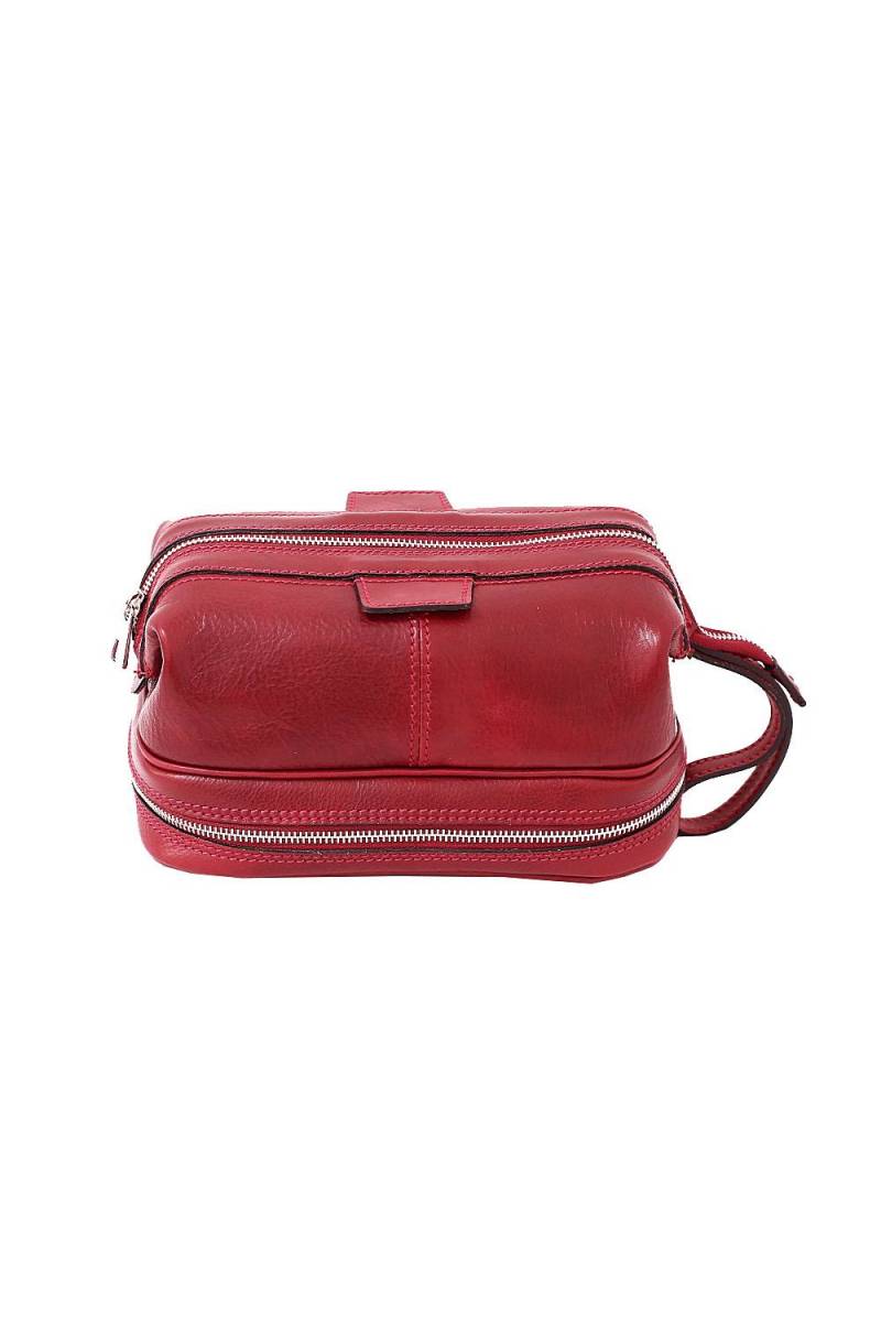 Portfard dama, necessaire, geanta cosmetica, piele naturala, util land fashion, rosu bordo, DB120D