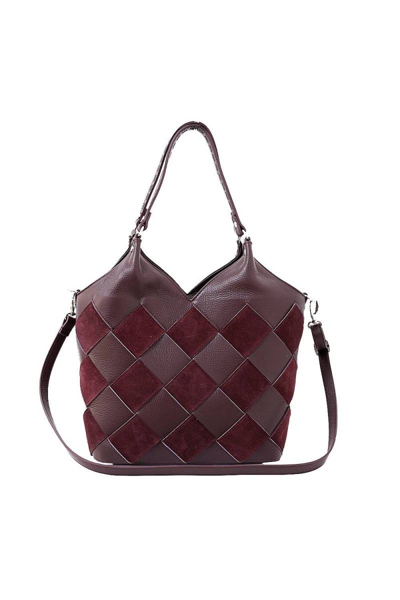 Geanta dama casual din piele naturala, bordo, util land fashion, P133D