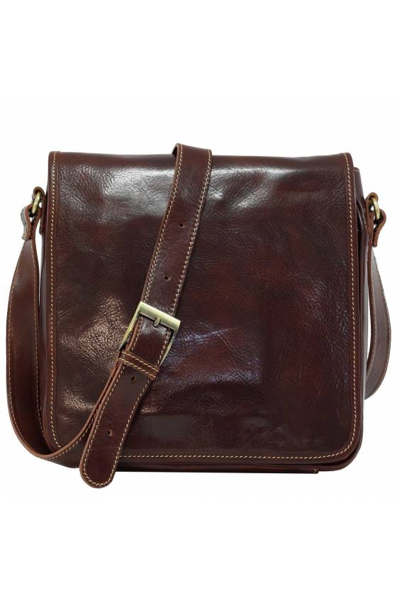 Geanta barbati de umar, messenger, din piele naturala vachetta, crossbody, util land fashion, coniac, GB125A