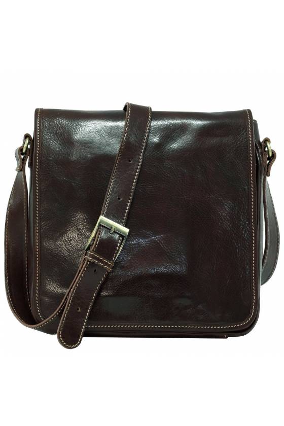 Geanta barbati de umar din piele naturala vachetta, crossbody, util land fashion, maro, GB125B