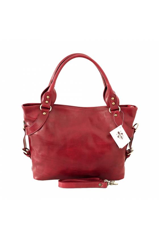 Geanta dama casual de umar, din piele naturala vachetta, bordo, util land fashion, P165D