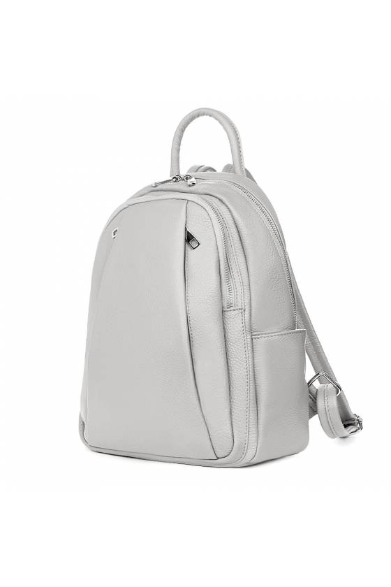 Rucsac dama din piele naturala, util land fashion , gri deschis, DR137GGI