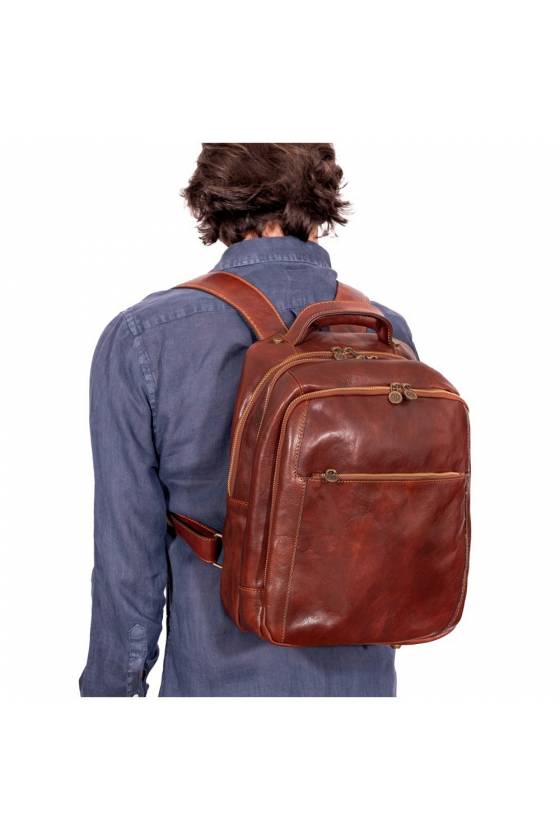 Rucsac pentru laptop din piele naturala vacehtta, coniac, Util Land Fashion, R4055A