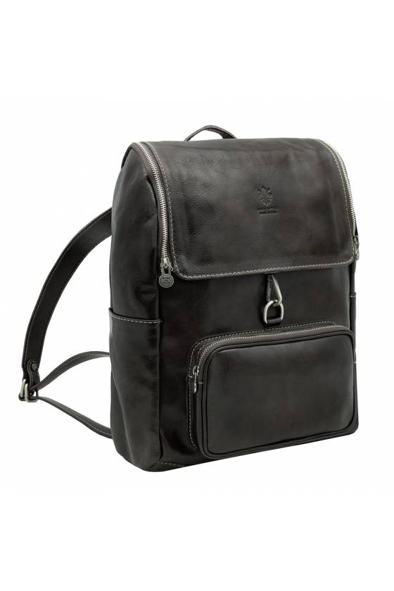 Rucsac barbati din piele naturala pentru laptop, negru ,R5568