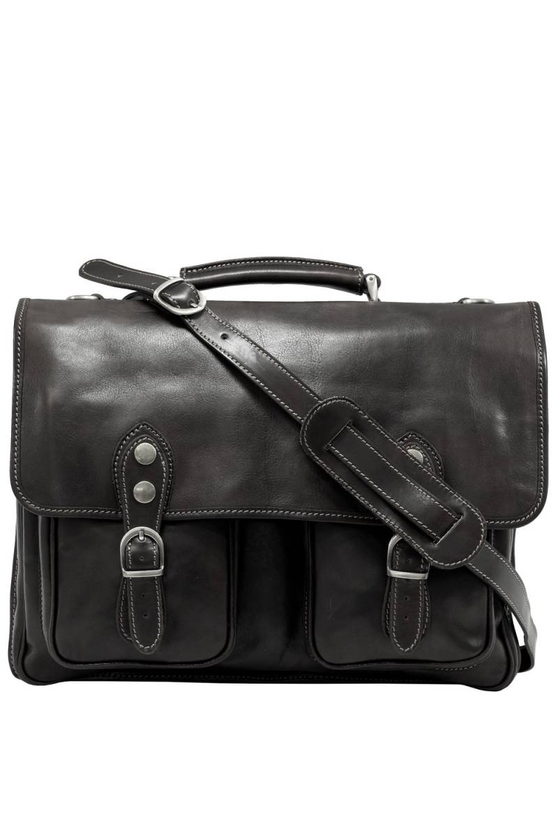 Servieta dama din piele naturala, port laptop, negru, Util Land Fashion, DS143