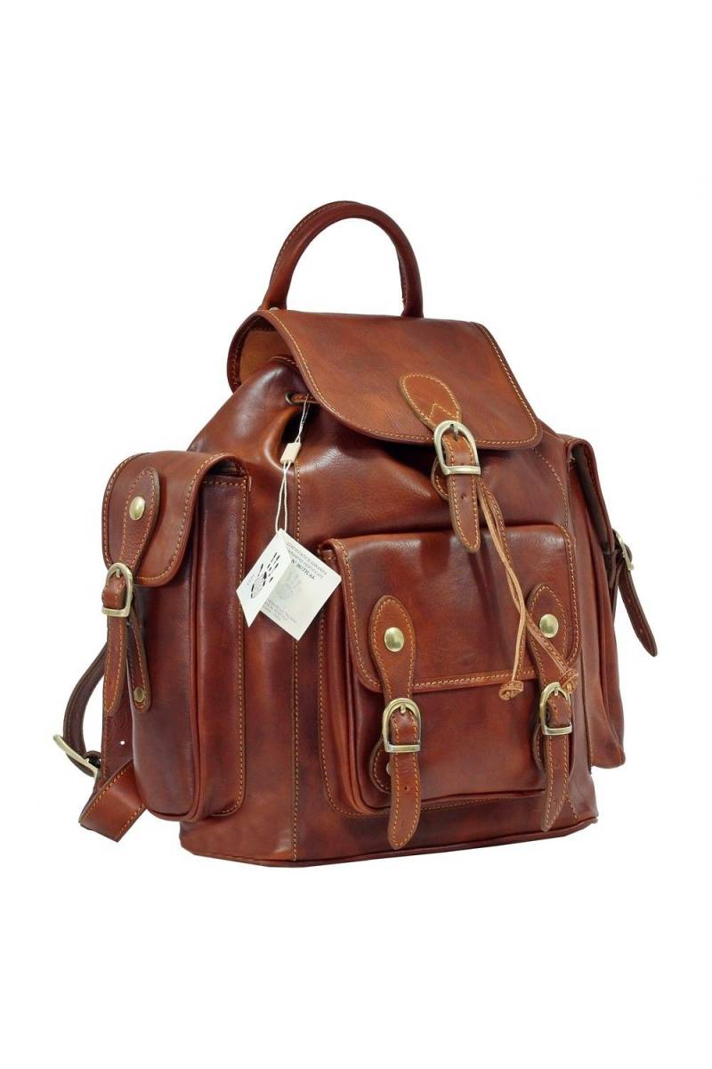 Rucsac  voiaj din piele naturala vachetta, coniac, ranita, gentidebarbati.ro, R121A