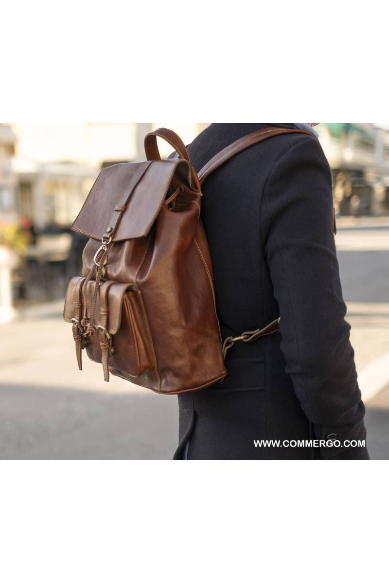 Rucsac barbati din piele naturala vachetta, util land fashion, maro, R134BB