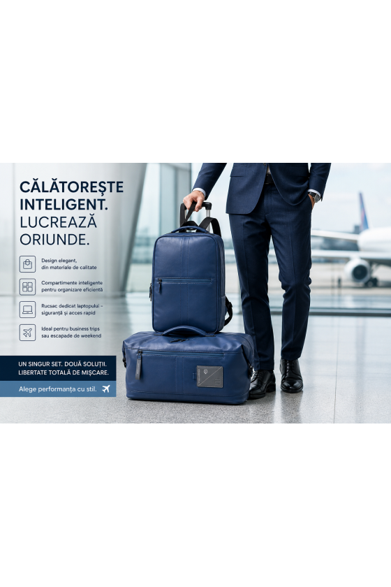 Geantă voiaj  Piquadro  cu rucsac detașabil pentru laptop, albastru , BV4793W97| blu