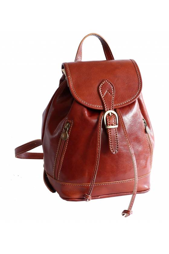 Rucsac dama din piele naturala vechetta, coniac, util land fashion, R109C