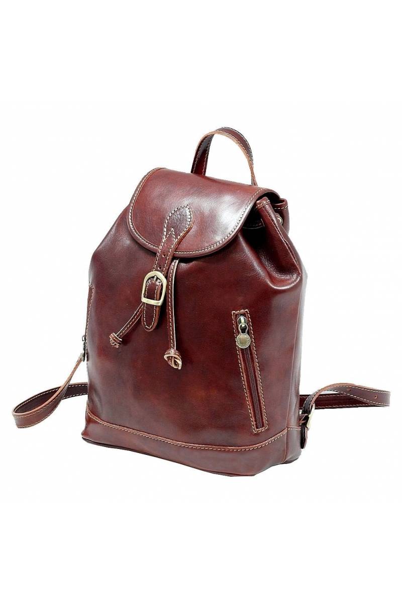 Rucsac din piele naturala vachetta, rosu, util land fashion, R110D